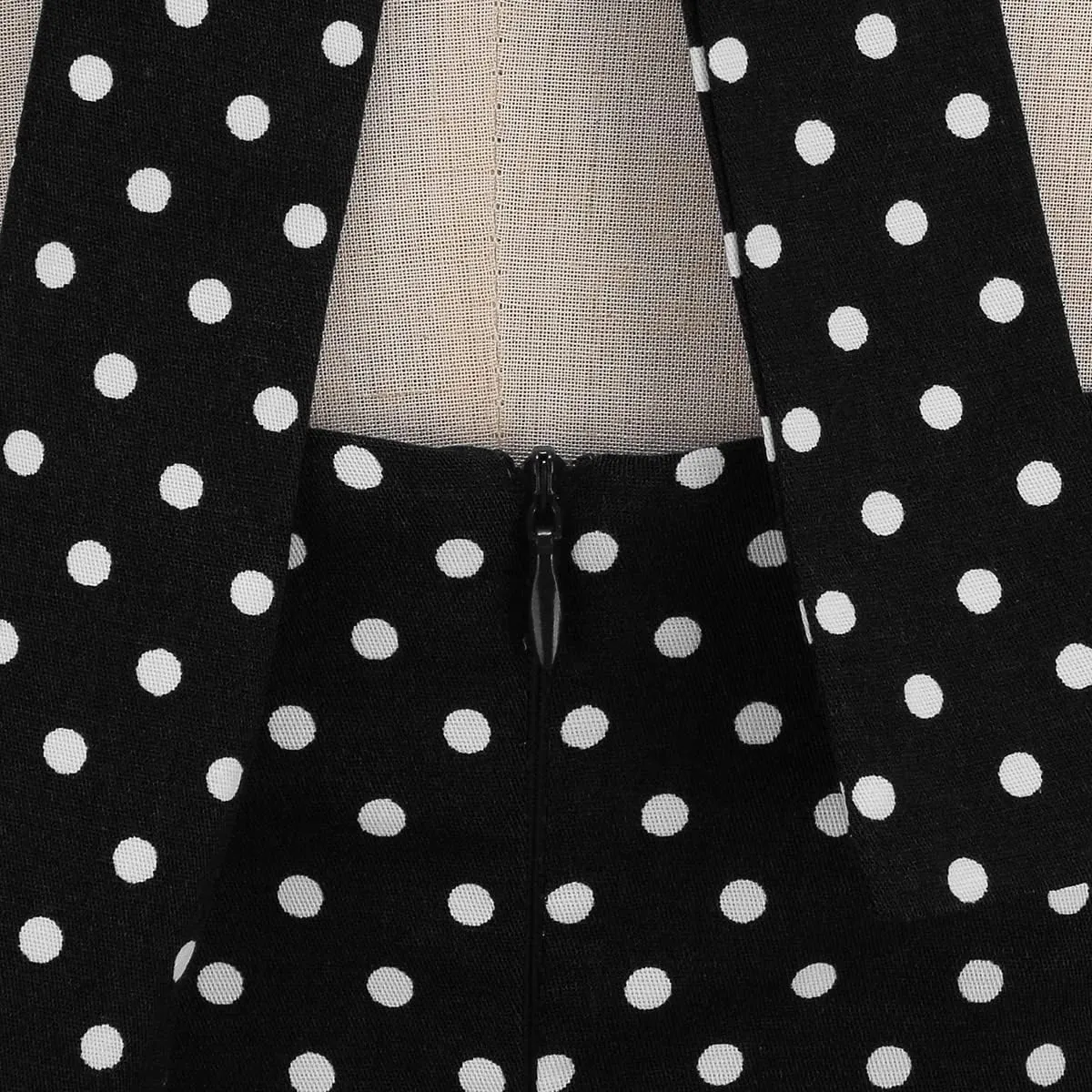 Women Vintage 1950s Retro Polka Dot Swing Dress Sleeveless Backless Halter Neck