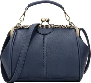 Women Wedding Vintage Pu Handbag - Kiss Lock Antique Minimalist Purse