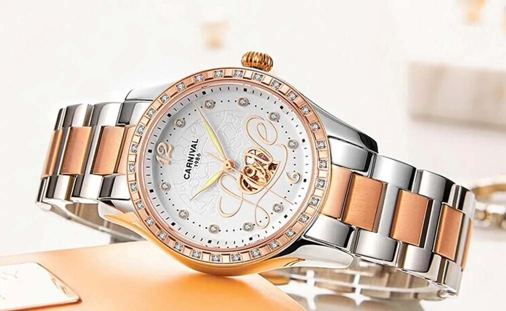Womens Bling Automatic Mechanical Watch