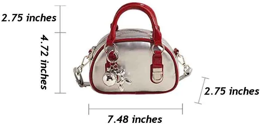 Women's Boston Bowling Handbag, PU Leather Barrel Top Handle Shoulder Purse, Novelty Fashion Crossbody Satchel (No Pendant)