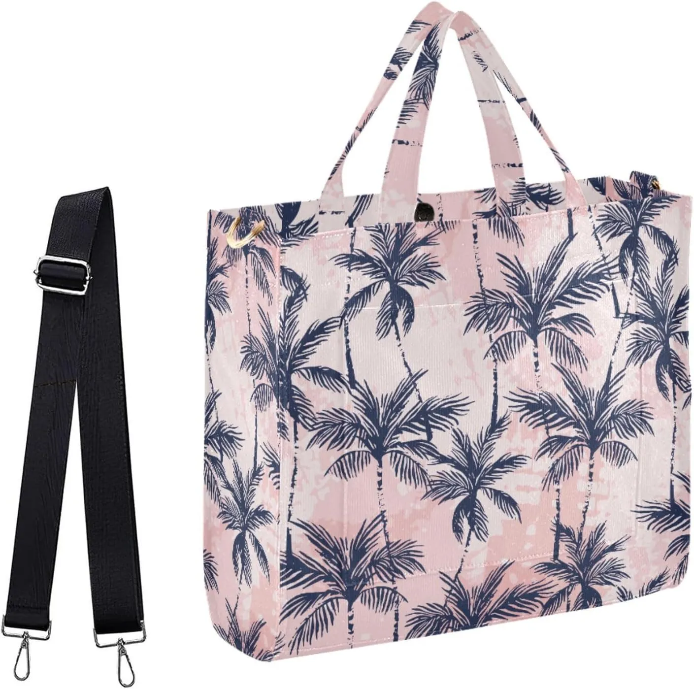 Womens Corduroy Handbag Abstract Tropics Palm Trees Crossbody Satchel Shoulder Bag for Weekender Travel Gym