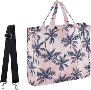 Womens Corduroy Handbag Abstract Tropics Palm Trees Crossbody Satchel Shoulder Bag for Weekender Travel Gym