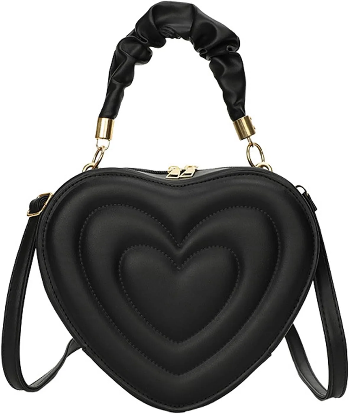 Women's Crossbody Bag Fashion Sweet Heart Shape Shoulder Bag Purse PU Leather Zipper Vintage Small Handbag