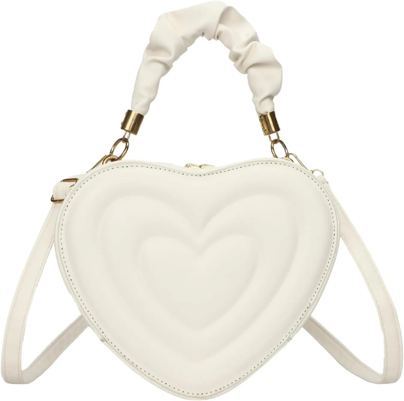 Women's Crossbody Bag Fashion Sweet Heart Shape Shoulder Bag Purse PU Leather Zipper Vintage Small Handbag