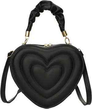 Women's Crossbody Bag Fashion Sweet Heart Shape Shoulder Bag Purse PU Leather Zipper Vintage Small Handbag