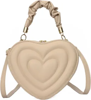 Women's Crossbody Bag Fashion Sweet Heart Shape Shoulder Bag Purse PU Leather Zipper Vintage Small Handbag