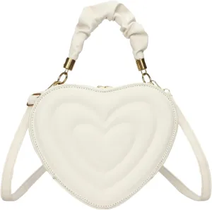 Women's Crossbody Bag Fashion Sweet Heart Shape Shoulder Bag Purse PU Leather Zipper Vintage Small Handbag