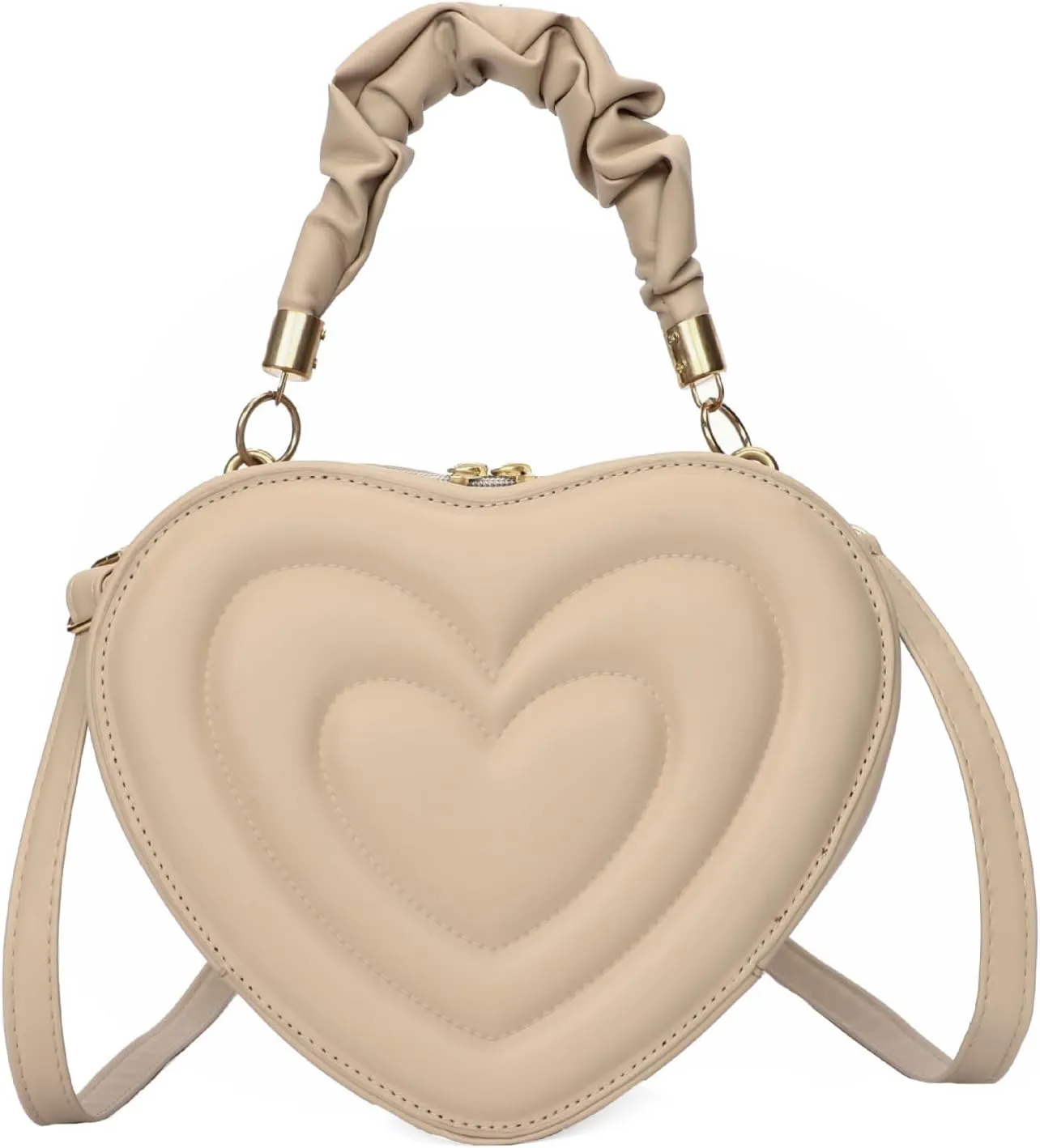 Women's Crossbody Bag Fashion Sweet Heart Shape Shoulder Bag Purse PU Leather Zipper Vintage Small Handbag