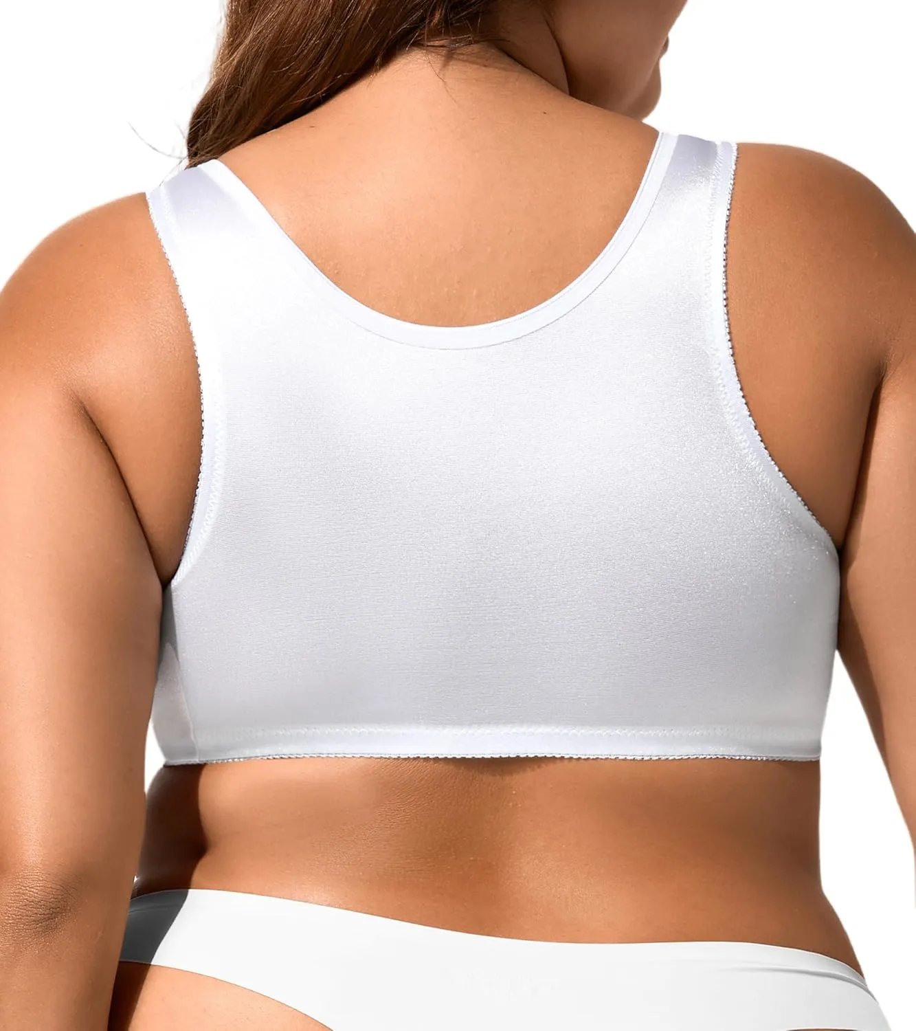 Women's Full Coverage Bra Front Closure Non Padded Minimizer Wire-Free Bras Comfortable Wide Strap