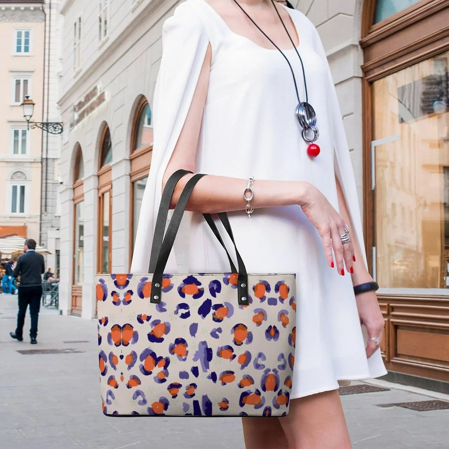 Women's Leather Tote Bag Fashion Handbag for Work Travel Shopping Daily Use Large Capacity Shoulder Purse