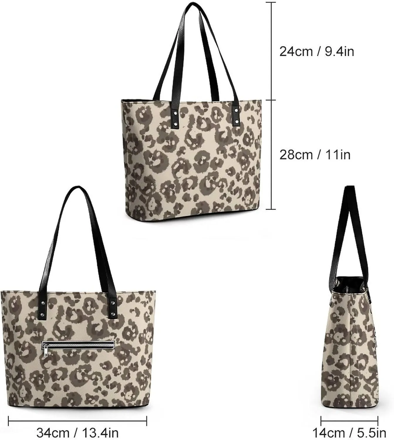Women's Leather Tote Bag Fashion Handbag for Work Travel Shopping Daily Use Large Capacity Shoulder Purse