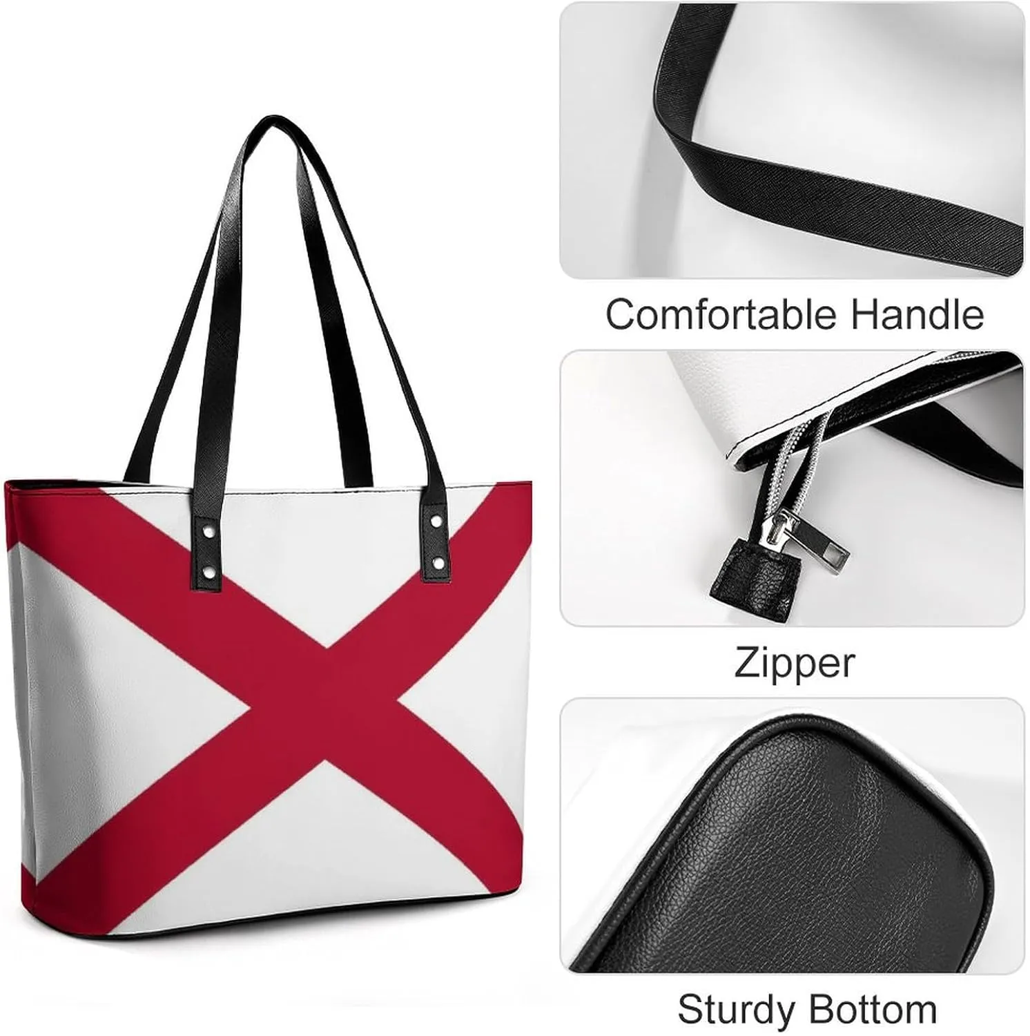 Women's Leather Tote Bag Fashion Handbag for Work Travel Shopping Daily Use Large Capacity Shoulder Purse