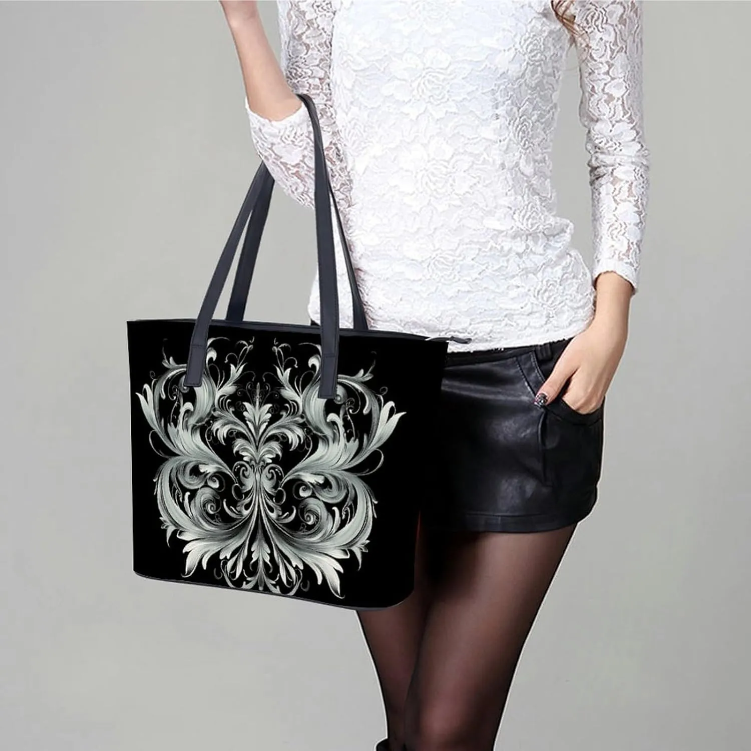 Women's Leather Tote Bag Fashion Handbag for Work Travel Shopping Daily Use Large Capacity Shoulder Purse