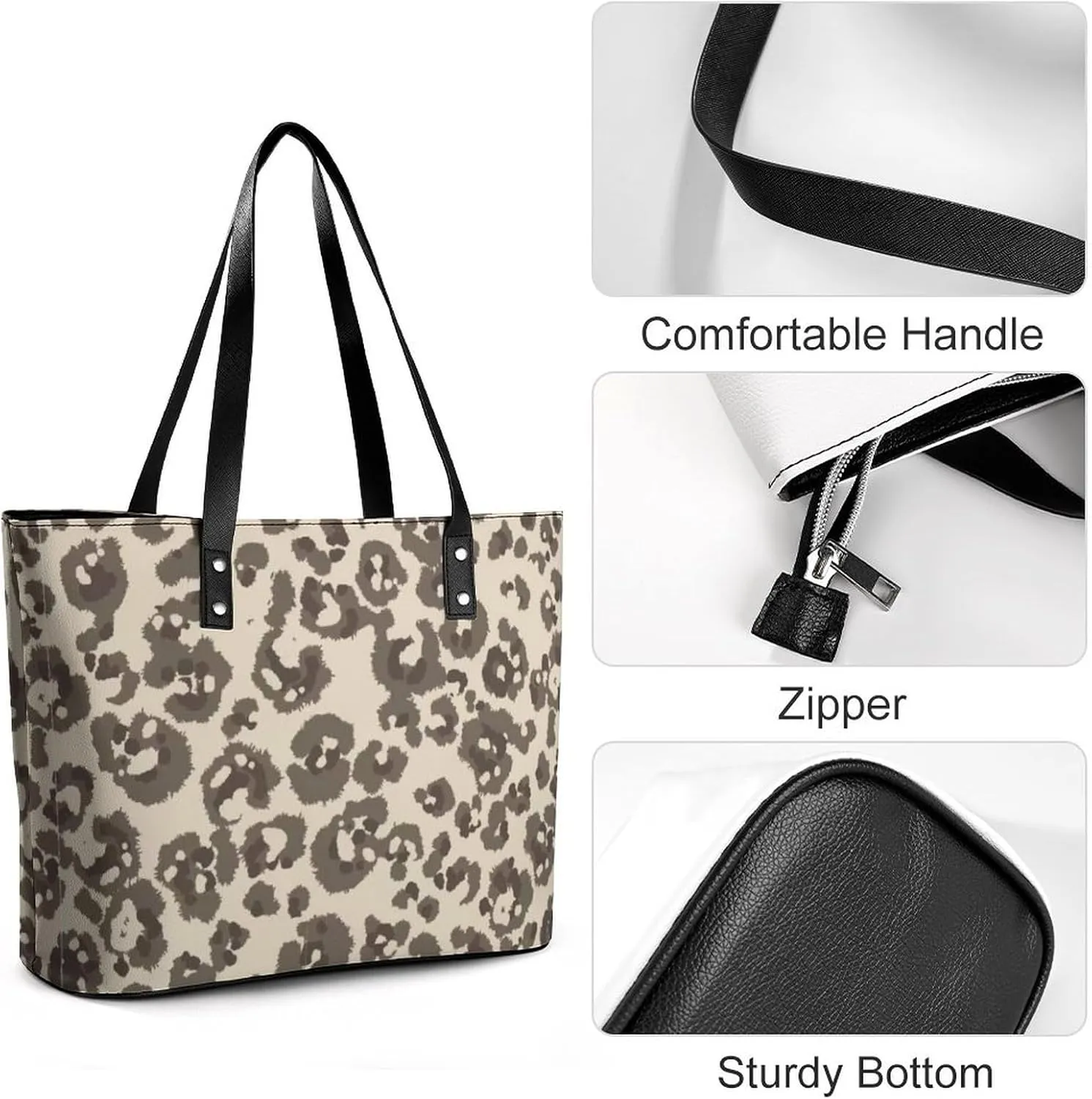 Women's Leather Tote Bag Fashion Handbag for Work Travel Shopping Daily Use Large Capacity Shoulder Purse