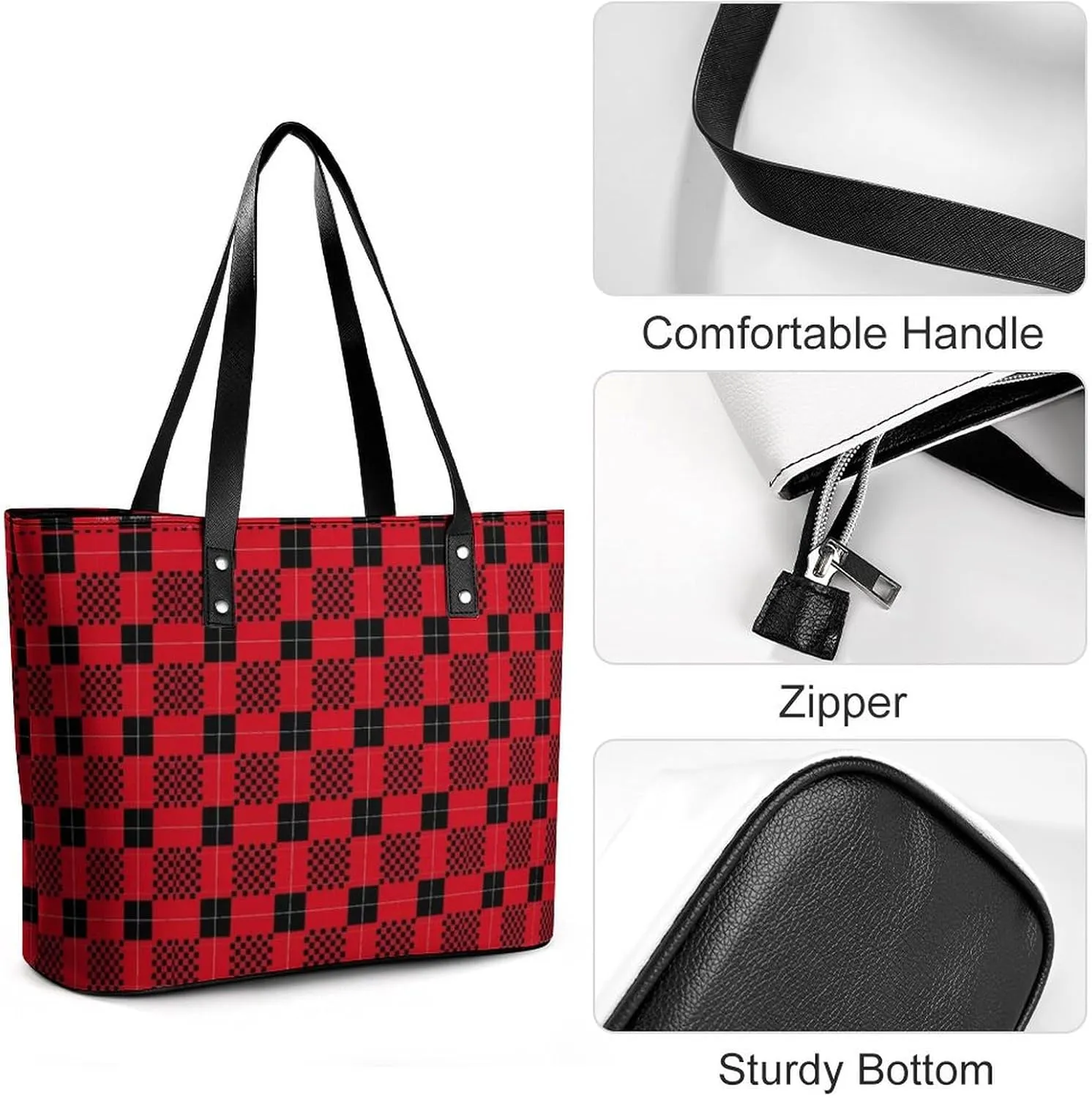 Women's Leather Tote Bag Fashion Handbag for Work Travel Shopping Daily Use Large Capacity Shoulder Purse