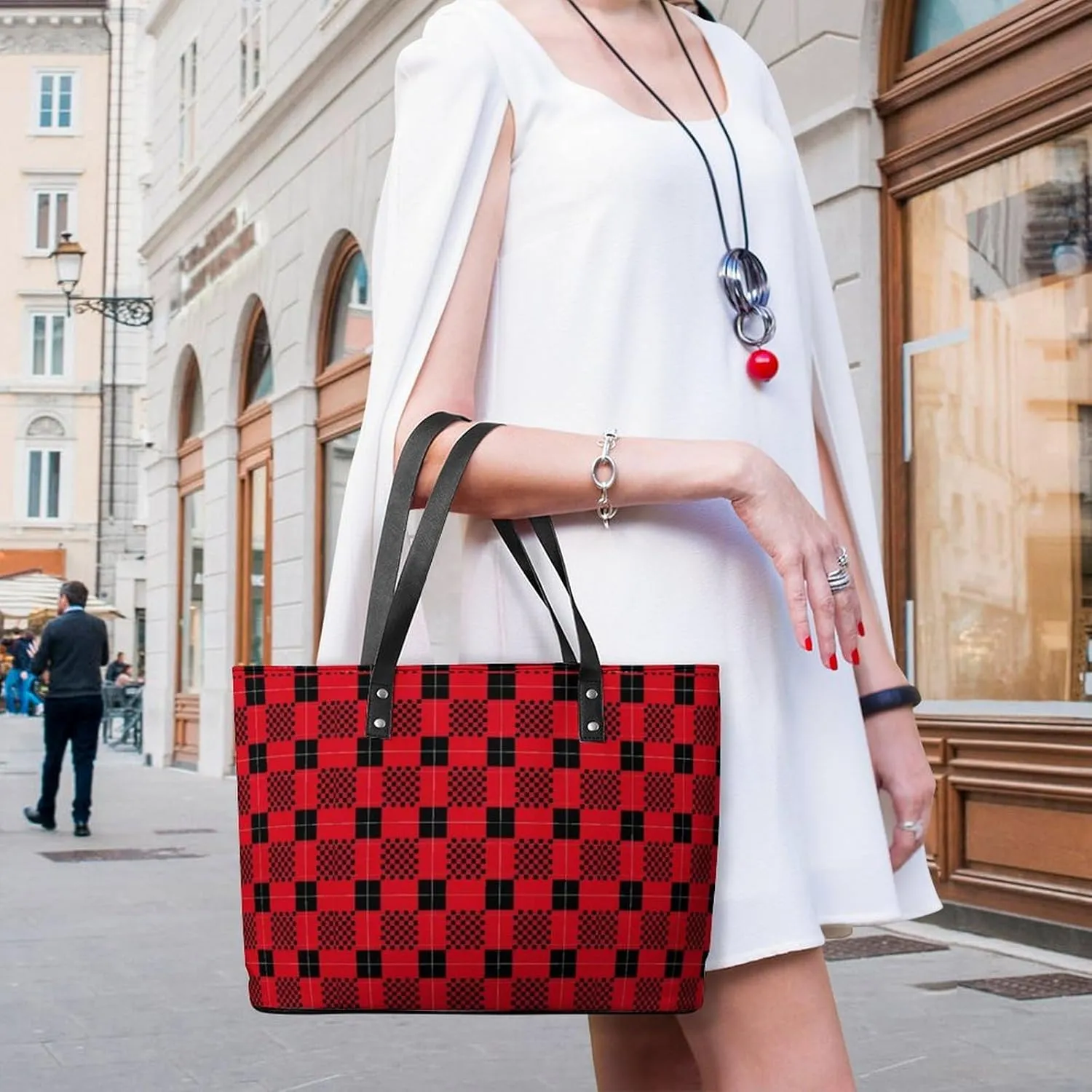 Women's Leather Tote Bag Fashion Handbag for Work Travel Shopping Daily Use Large Capacity Shoulder Purse