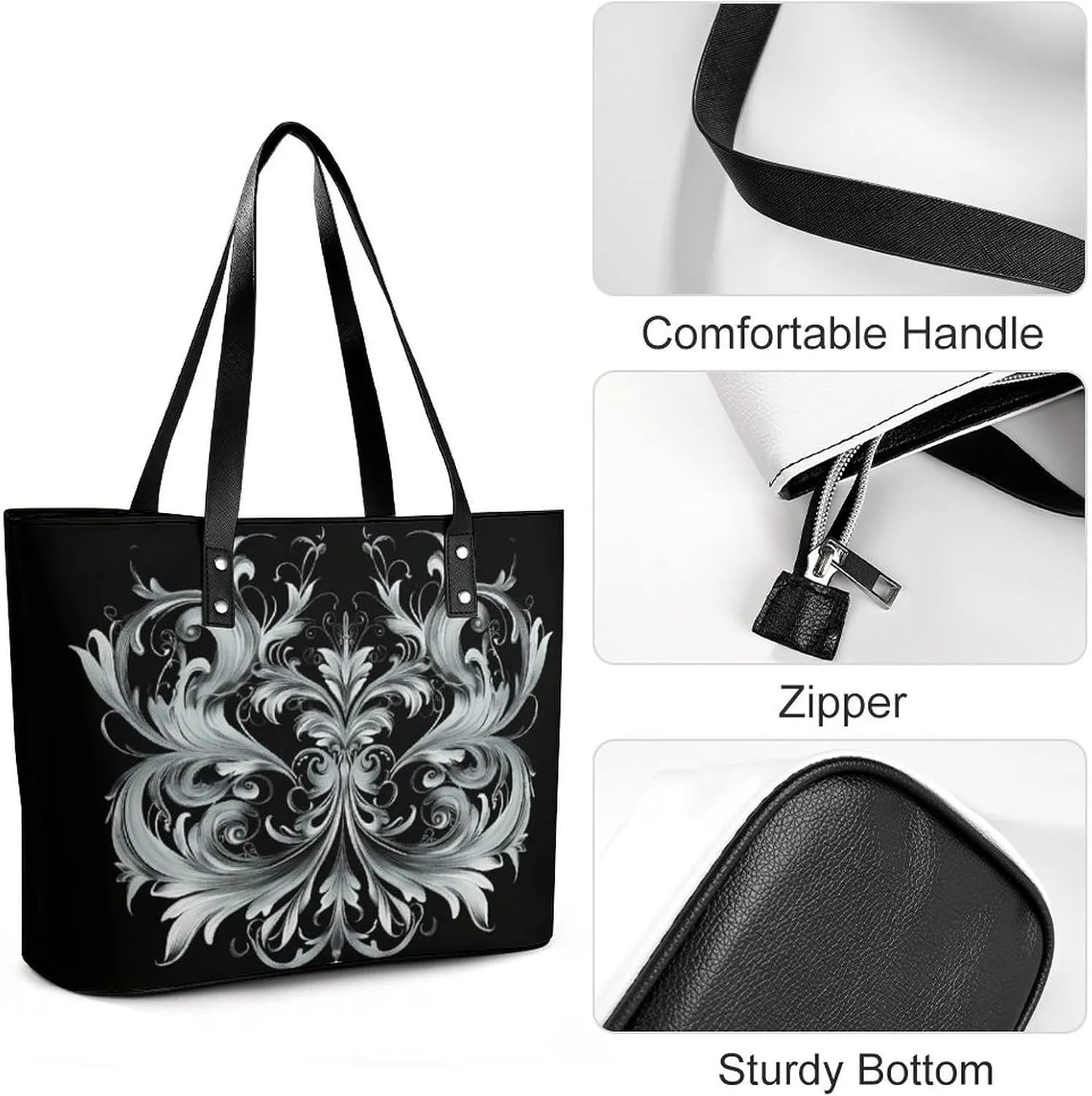 Women's Leather Tote Bag Fashion Handbag for Work Travel Shopping Daily Use Large Capacity Shoulder Purse