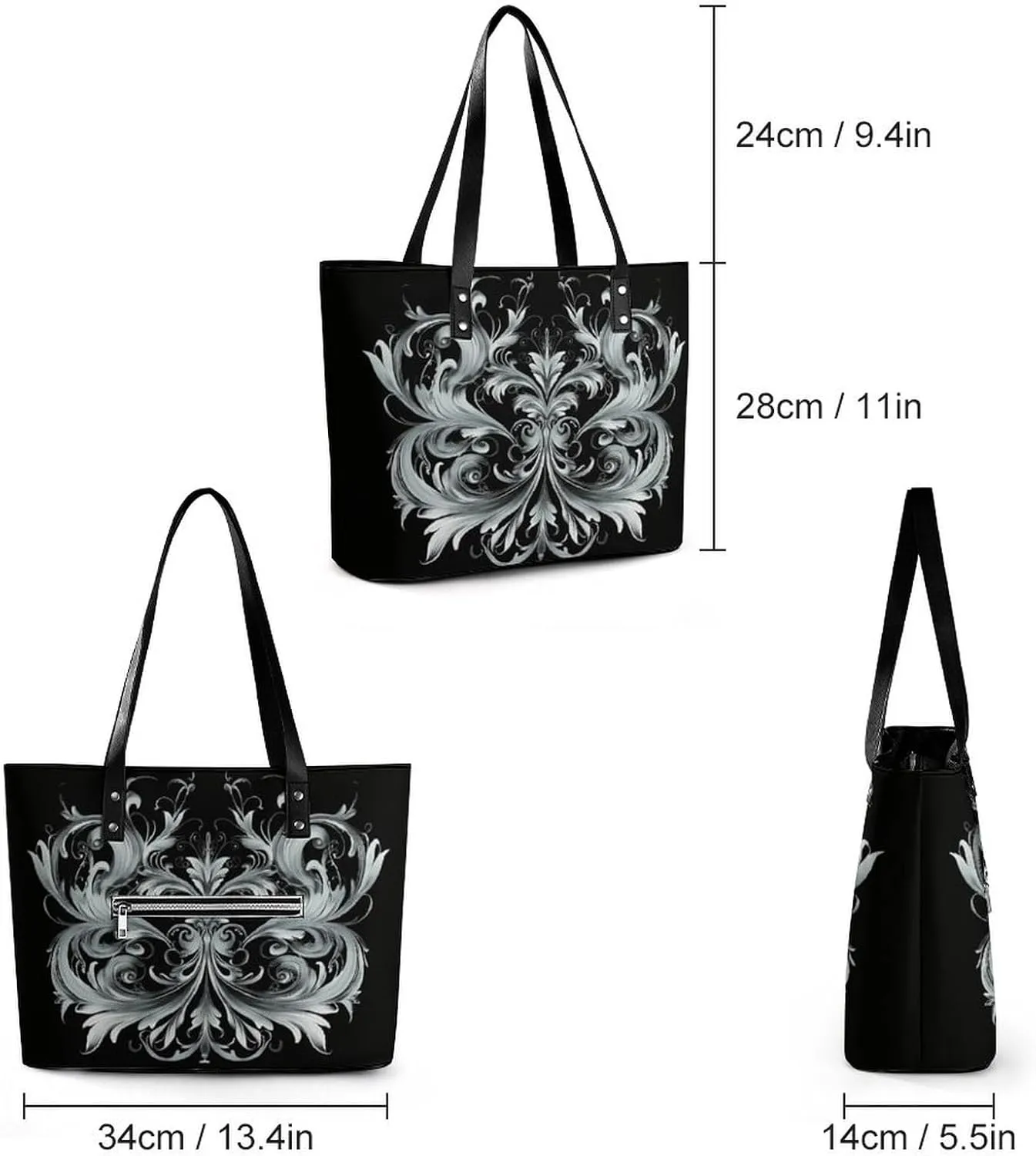 Women's Leather Tote Bag Fashion Handbag for Work Travel Shopping Daily Use Large Capacity Shoulder Purse