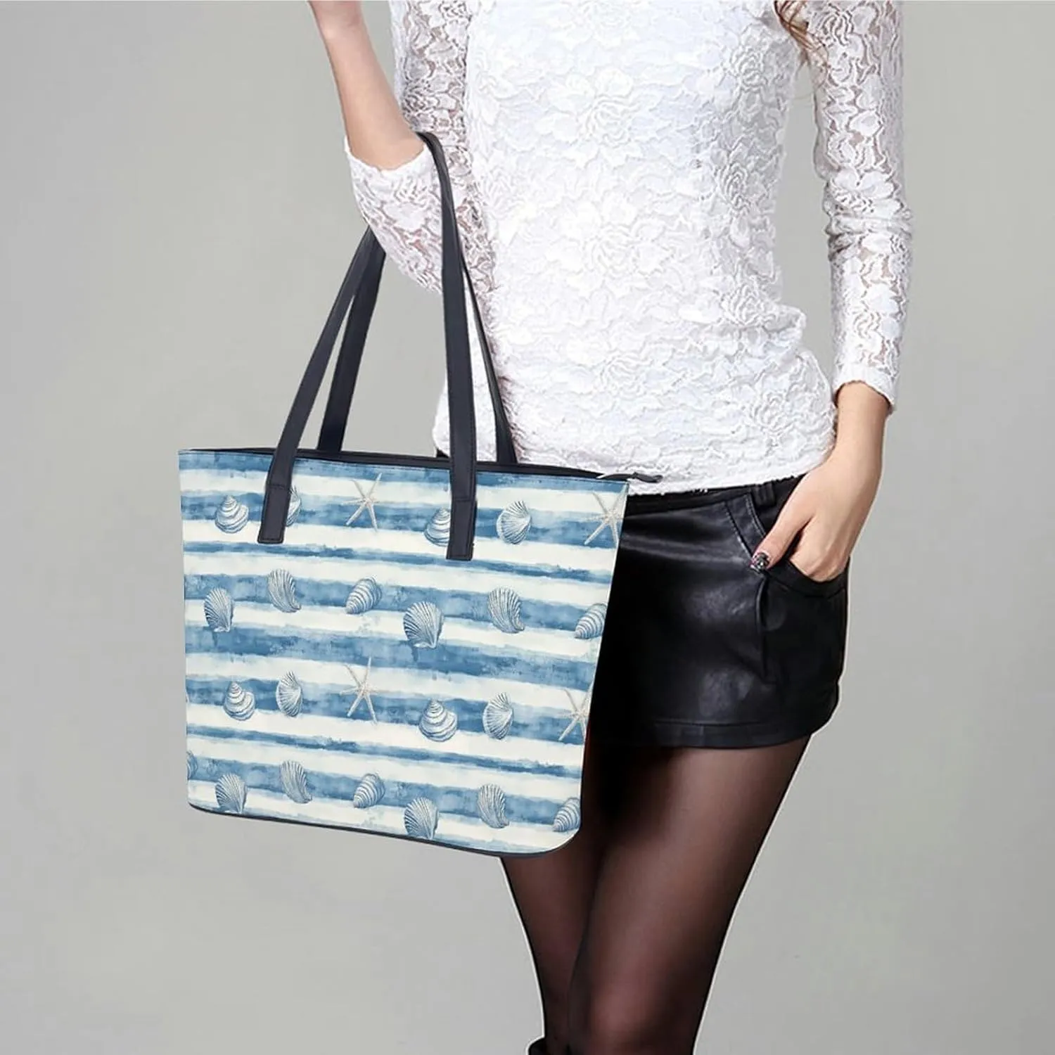 Women's Leather Tote Bag Fashion Handbag for Work Travel Shopping Daily Use Large Capacity Shoulder Purse