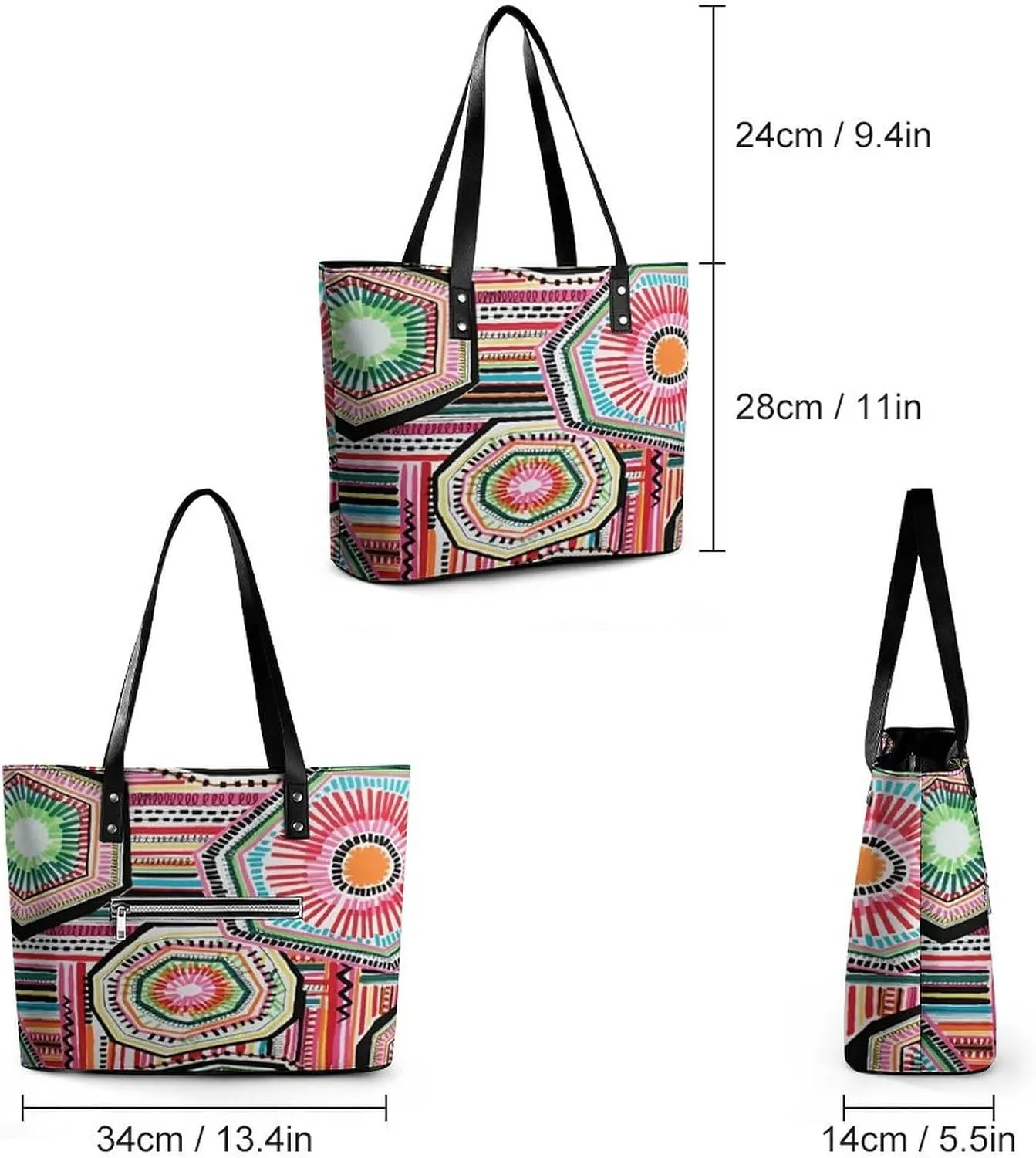 Women's Leather Tote Bag Fashion Handbag for Work Travel Shopping Daily Use Large Capacity Shoulder Purse