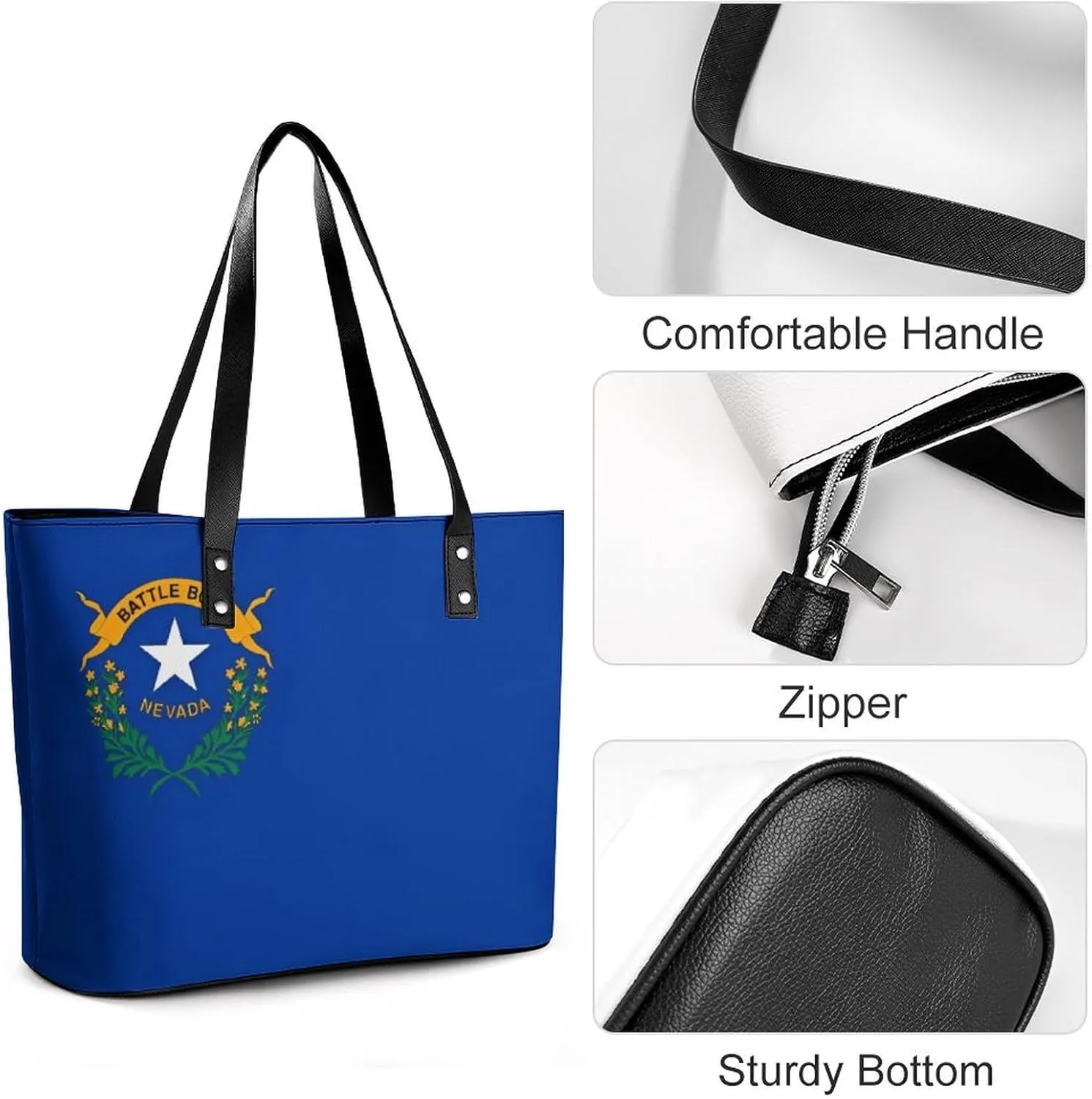 Women's Leather Tote Bag Fashion Handbag for Work Travel Shopping Daily Use Large Capacity Shoulder Purse