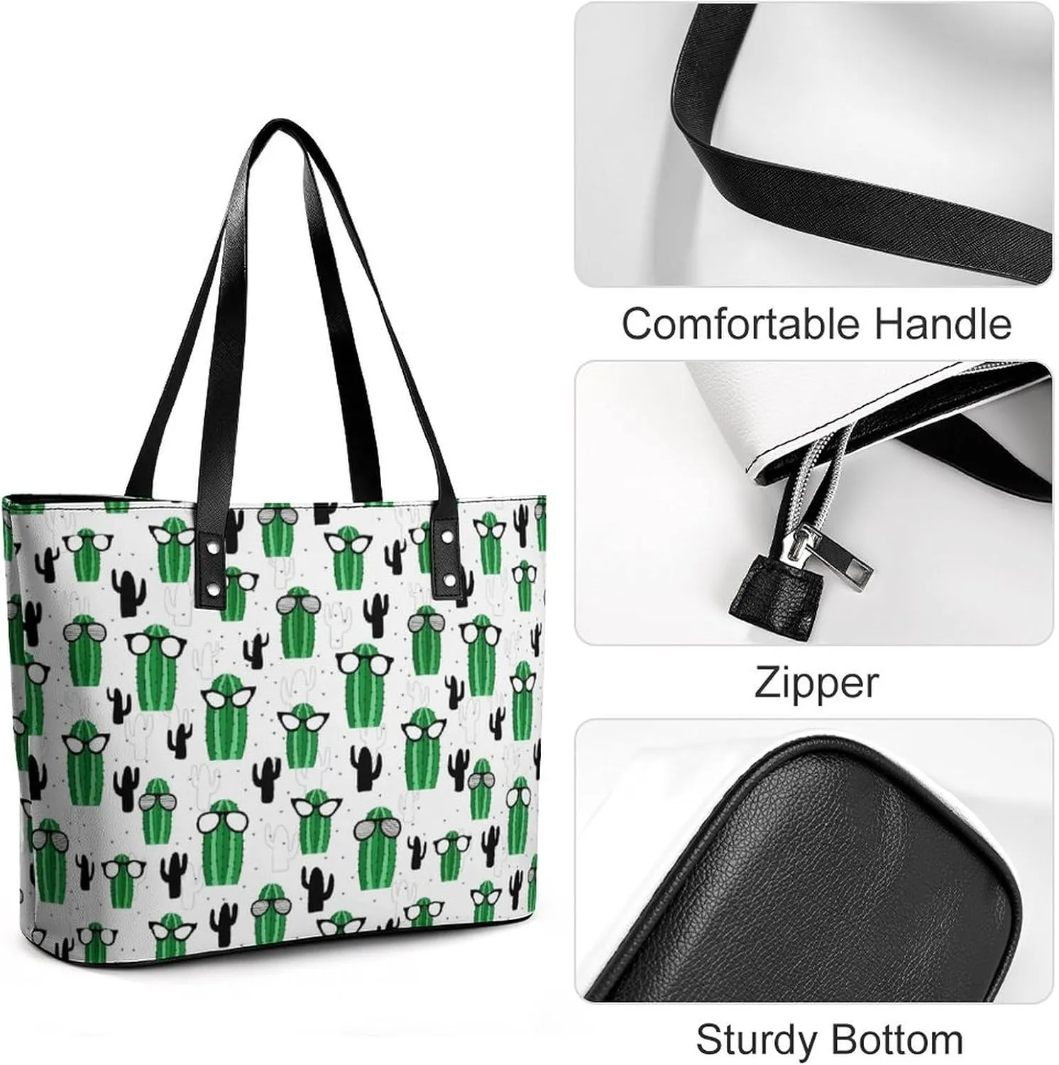 Women's Leather Tote Bag Fashion Handbag for Work Travel Shopping Daily Use Large Capacity Shoulder Purse