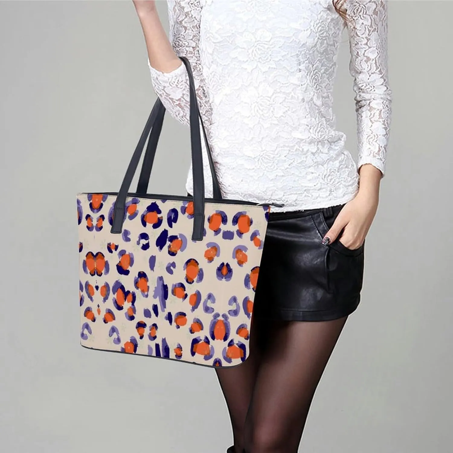 Women's Leather Tote Bag Fashion Handbag for Work Travel Shopping Daily Use Large Capacity Shoulder Purse