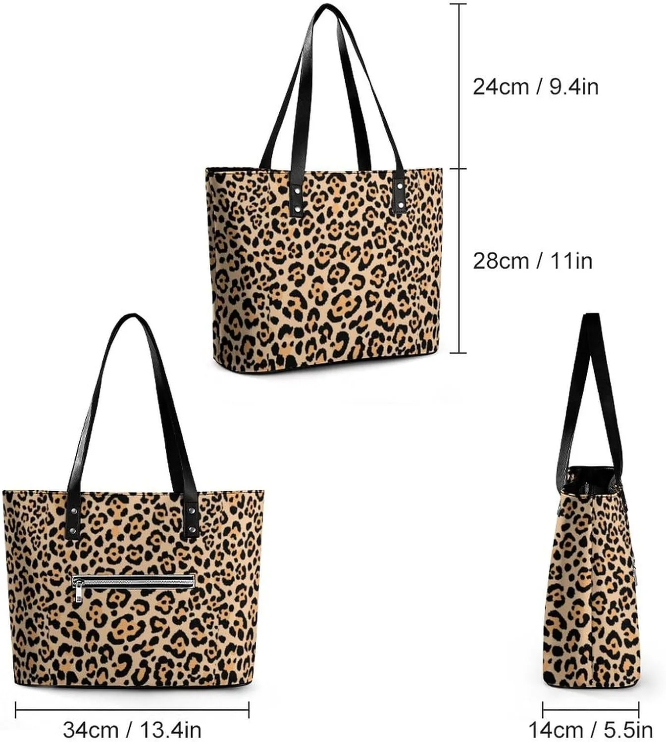Women's Leather Tote Bag Fashion Handbag for Work Travel Shopping Daily Use Large Capacity Shoulder Purse