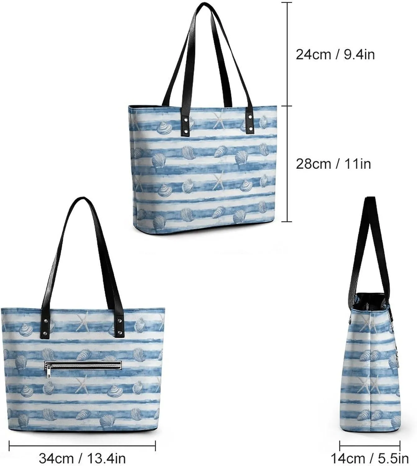 Women's Leather Tote Bag Fashion Handbag for Work Travel Shopping Daily Use Large Capacity Shoulder Purse