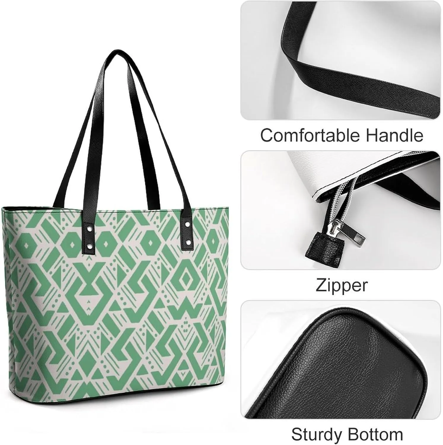 Women's Leather Tote Bag Fashion Handbag for Work Travel Shopping Daily Use Large Capacity Shoulder Purse
