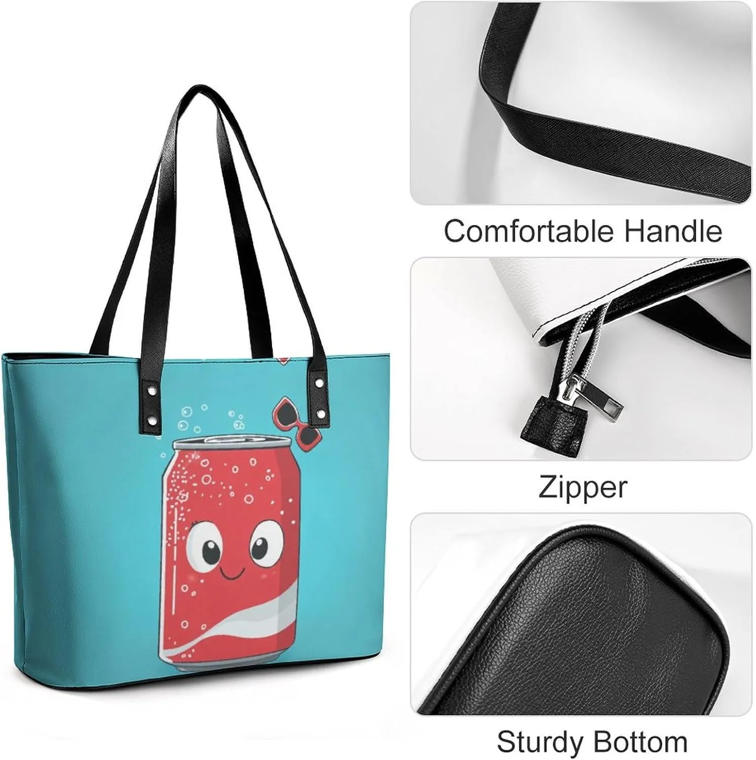 Women's Leather Tote Bag Fashion Handbag for Work Travel Shopping Daily Use Large Capacity Shoulder Purse
