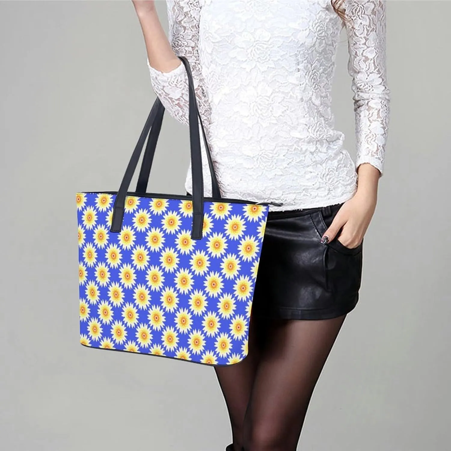Women's Leather Tote Bag Fashion Handbag for Work Travel Shopping Daily Use Large Capacity Shoulder Purse