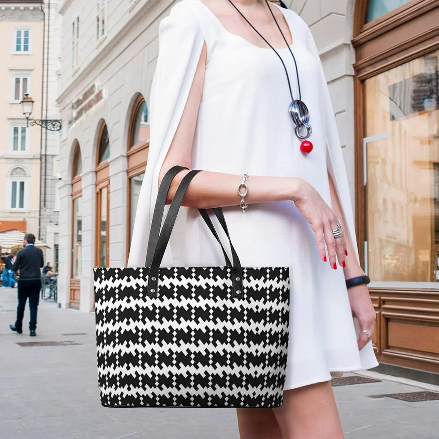 Women's Leather Tote Bag Fashion Handbag for Work Travel Shopping Daily Use Large Capacity Shoulder Purse