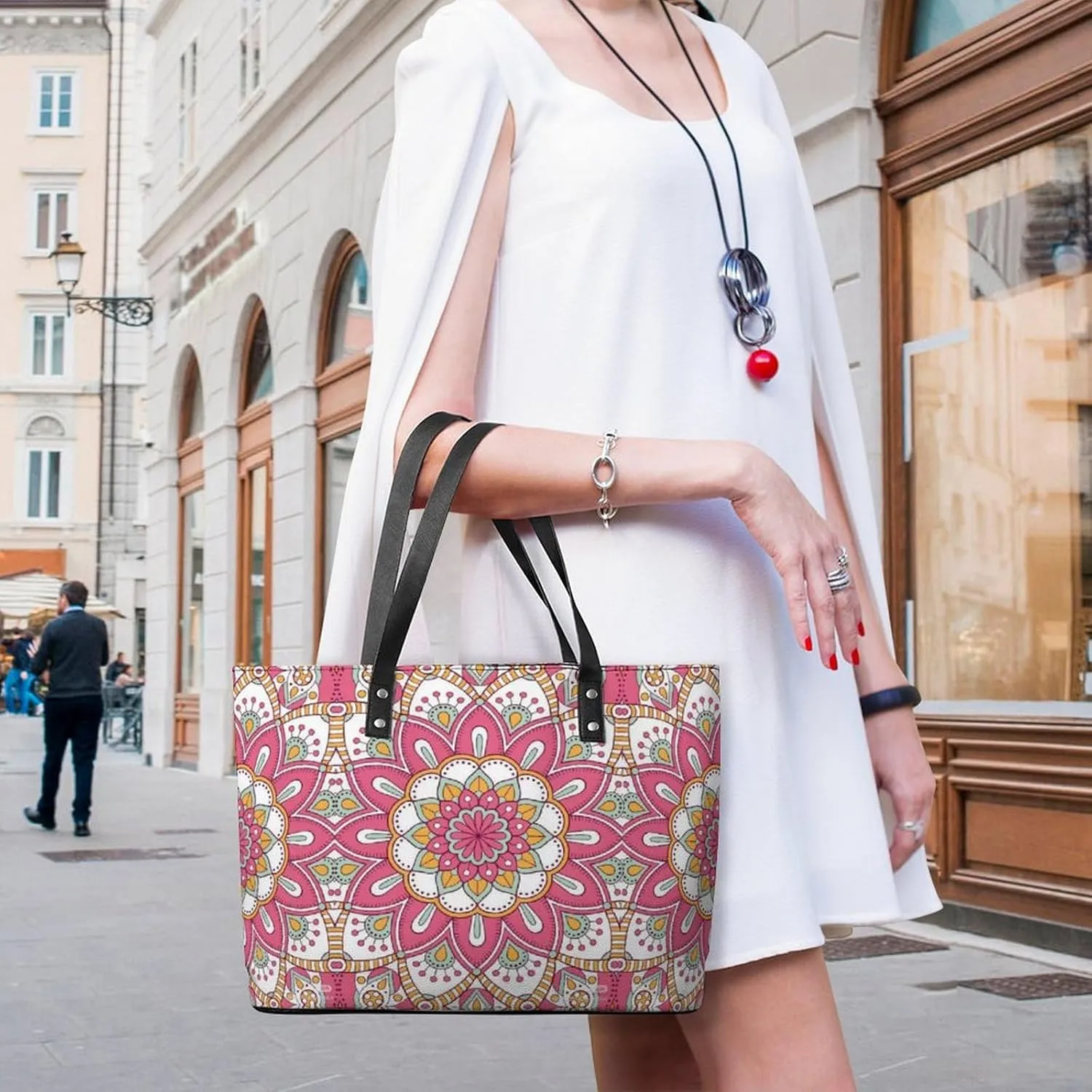 Women's Leather Tote Bag Fashion Handbag for Work Travel Shopping Daily Use Large Capacity Shoulder Purse