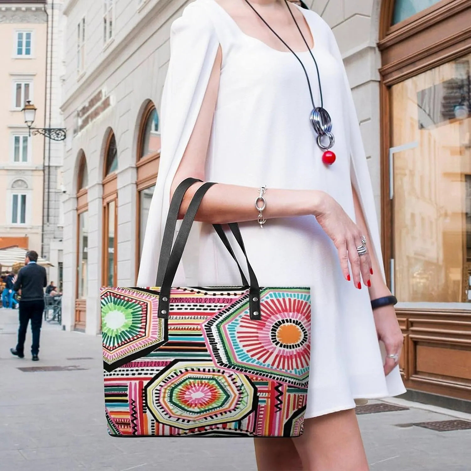 Women's Leather Tote Bag Fashion Handbag for Work Travel Shopping Daily Use Large Capacity Shoulder Purse