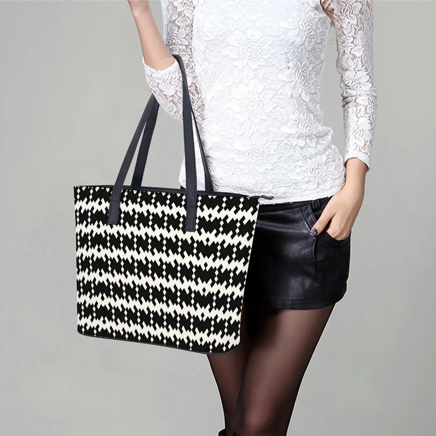 Women's Leather Tote Bag Fashion Handbag for Work Travel Shopping Daily Use Large Capacity Shoulder Purse