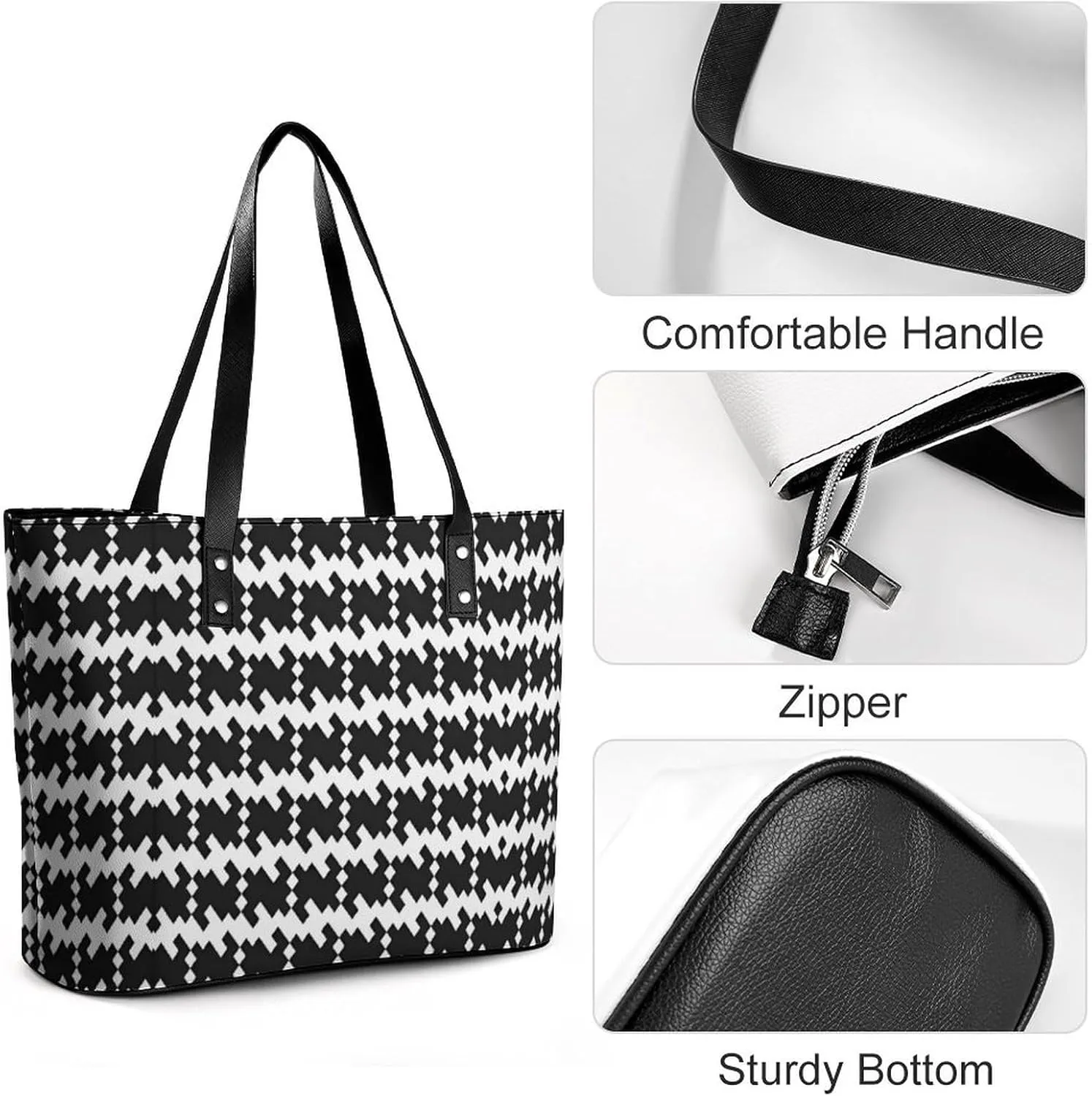 Women's Leather Tote Bag Fashion Handbag for Work Travel Shopping Daily Use Large Capacity Shoulder Purse