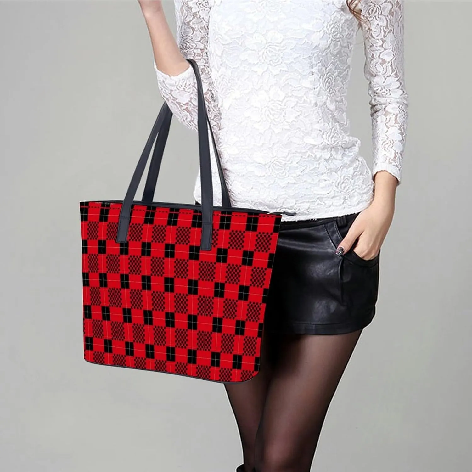 Women's Leather Tote Bag Fashion Handbag for Work Travel Shopping Daily Use Large Capacity Shoulder Purse
