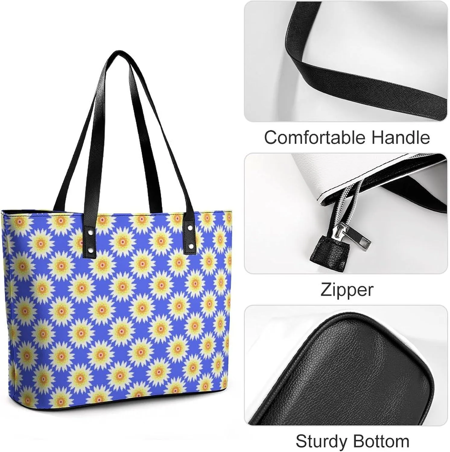 Women's Leather Tote Bag Fashion Handbag for Work Travel Shopping Daily Use Large Capacity Shoulder Purse