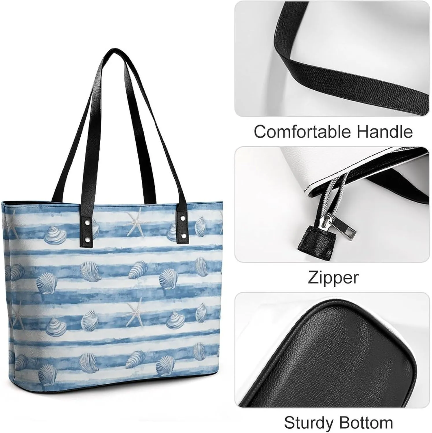 Women's Leather Tote Bag Fashion Handbag for Work Travel Shopping Daily Use Large Capacity Shoulder Purse
