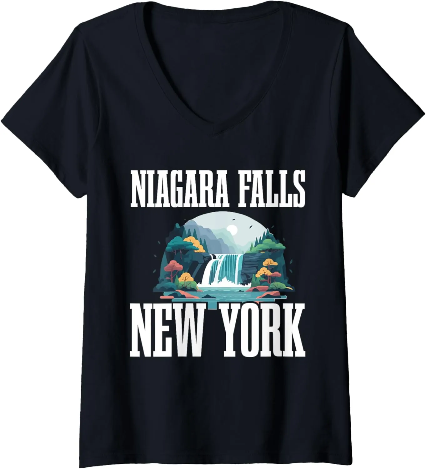 Womens Niagara Falls New York Souvenir Waterfall Trip Family Group V-Neck T-Shirt