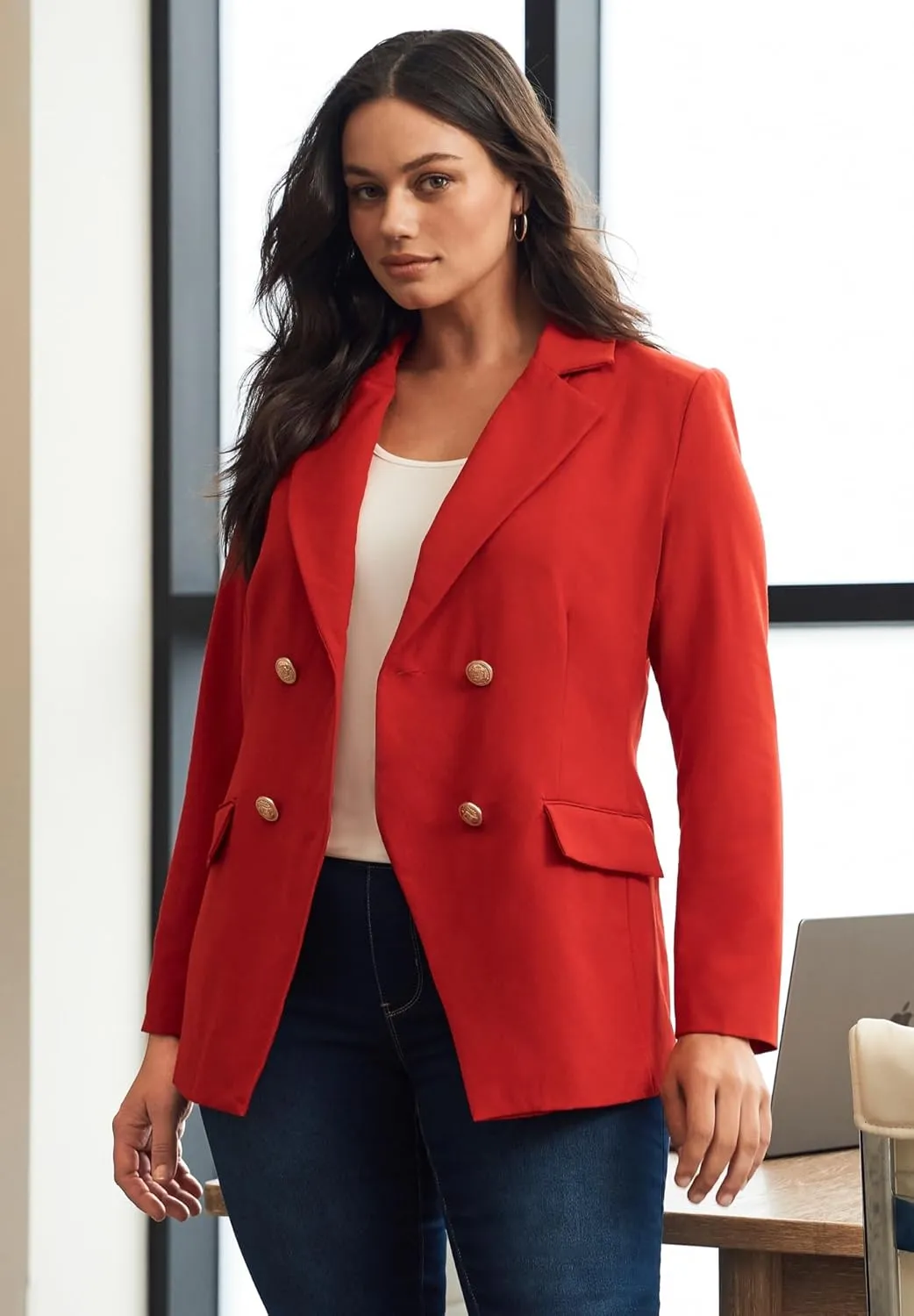 Women's Plus Size Cool Hand Double Breasted Blazer