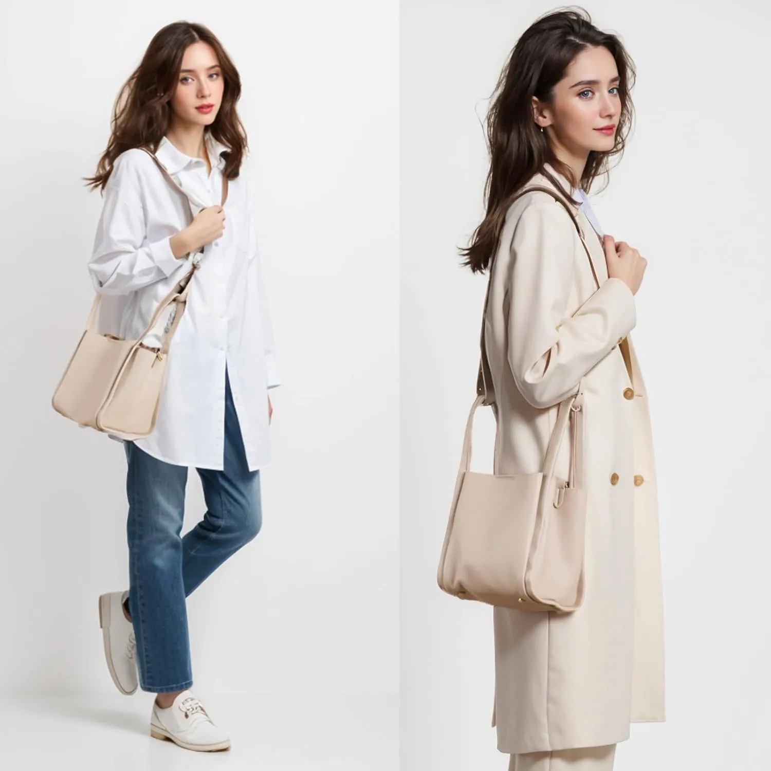 Women's PU Leather Bucket Bag - Lightweight Handbag with Detachable Strap for Work, Travel, and Daily Use