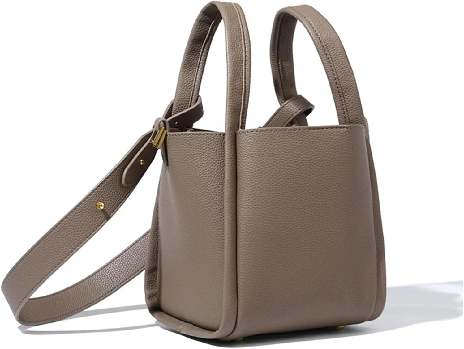 Women's PU Leather Crossbody Bucket Bag - Lightweight Shoulder Handbag with Detachable Strap for Work, Travel, and Daily Use (Grey)