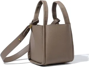 Women's PU Leather Crossbody Bucket Bag - Lightweight Shoulder Handbag with Detachable Strap for Work, Travel, and Daily Use (Grey)