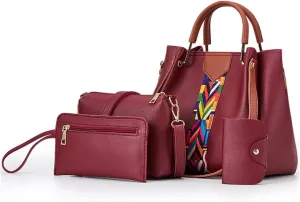 Womens Purse Sets 4pcs Top-Handle Shoulder Bag Fashion Tote Handbag Work Satchel