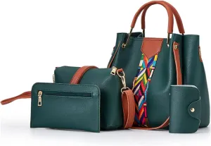 Womens Purse Sets 4pcs Top-Handle Shoulder Bag Fashion Tote Handbag Work Satchel