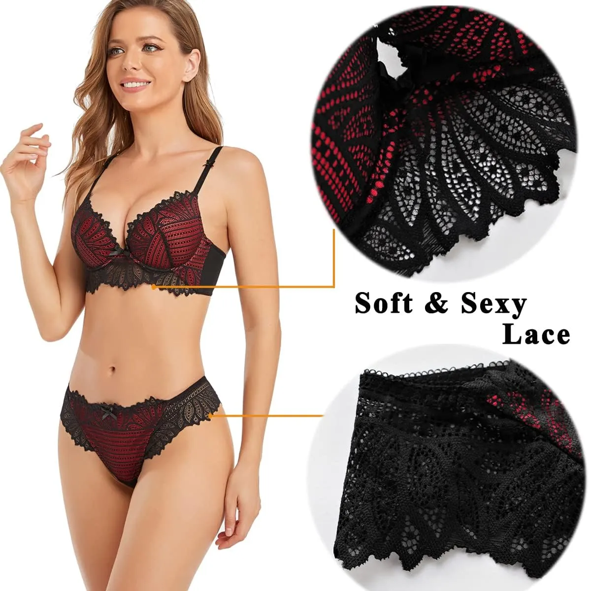 Women's Sexy Bra Set -Ladies lace Underwire Push-up Bra&Everyday Bras