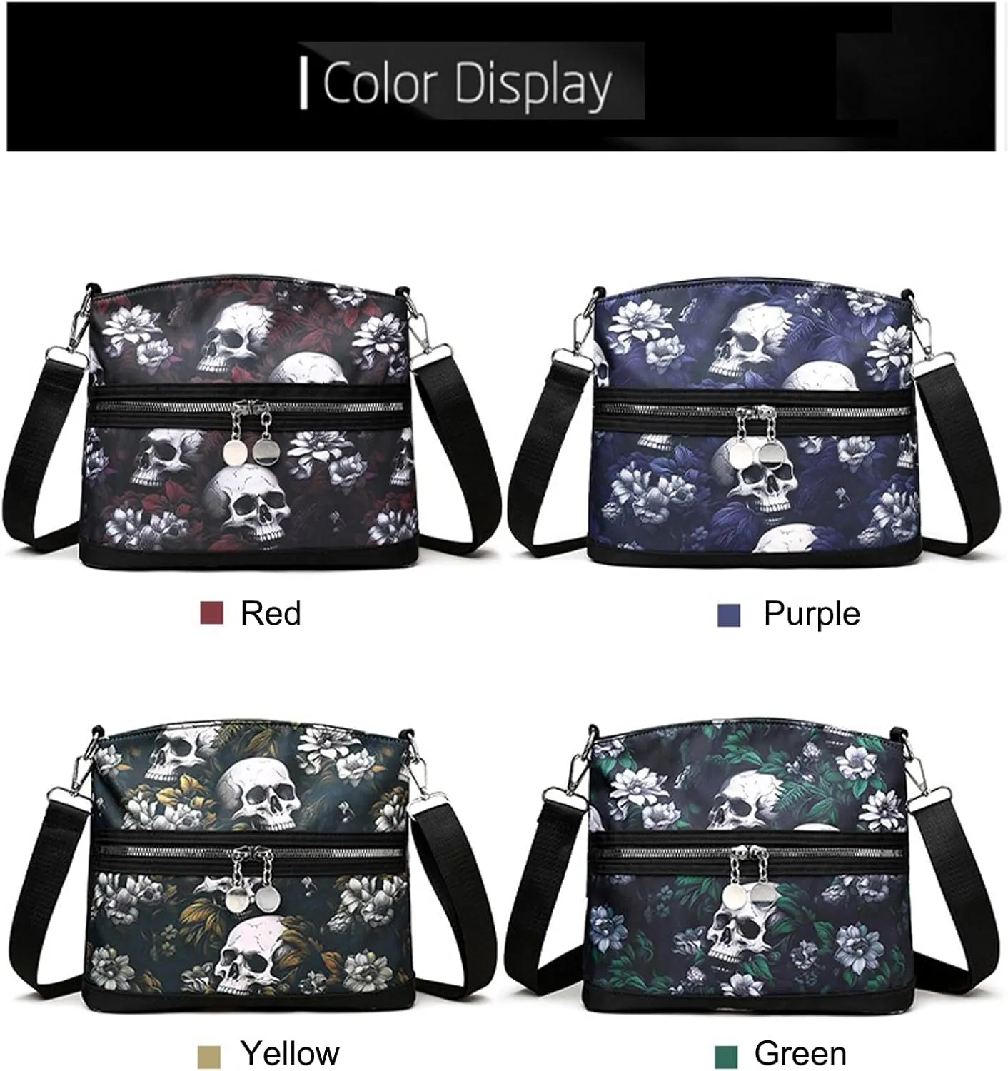 Women's Skull Shoulder Bag, Gothic Skull Wallet Y2k Backpack Street Hippie Backpack (Purple,One Size)