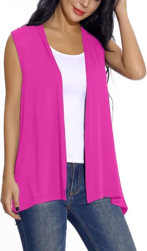 Women's Sleeveless Open Front Cardigan Vest Lightweight Cool Coat
